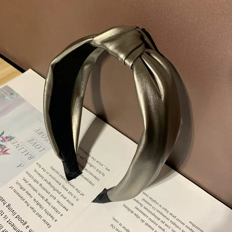 Solid Leather Headband Women Hair Accessories Wide Hairband Knot Adults Casual Headdress Hairband Women Outdoor Hair Band 251023