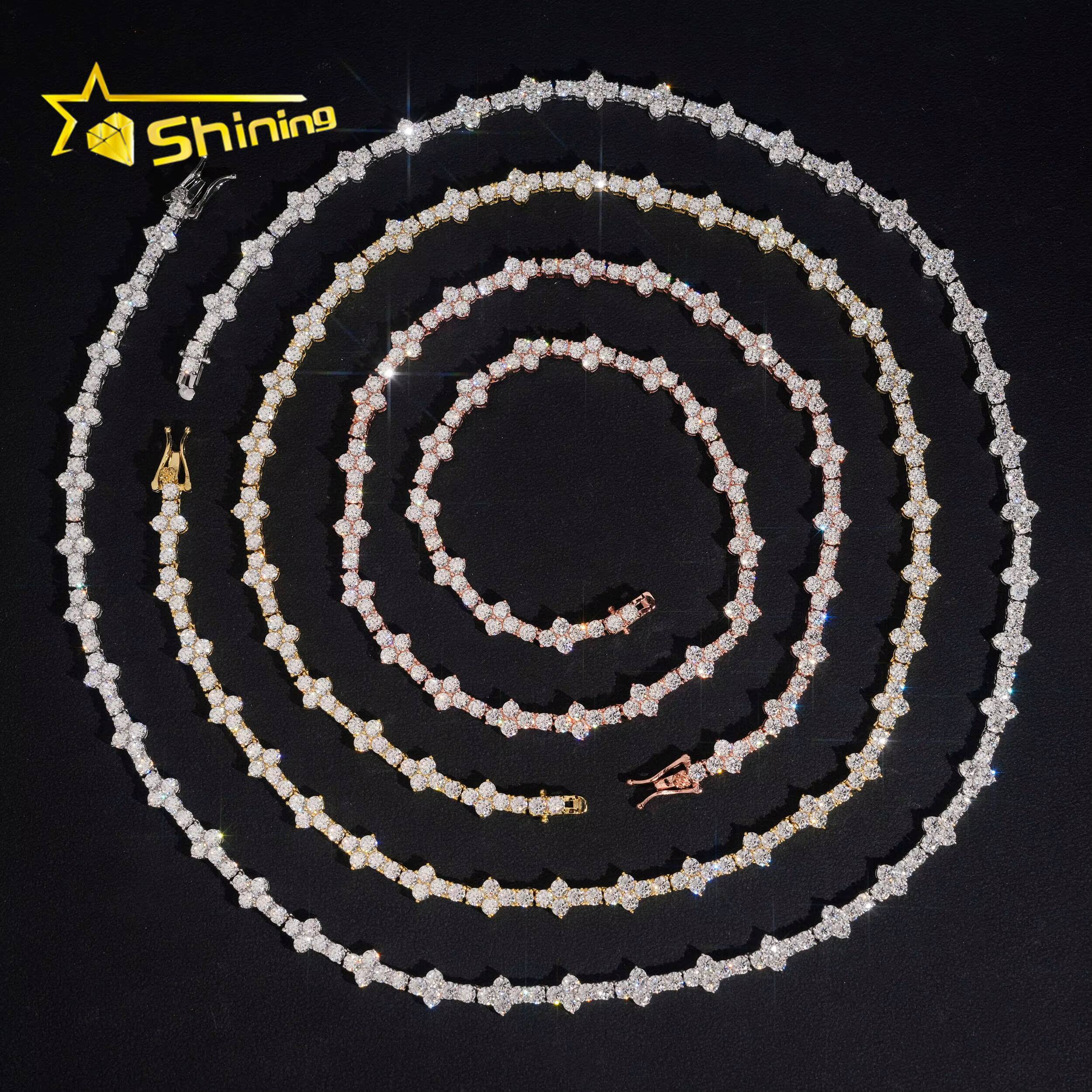 Hot Selling 18K Gold Plated Necklace 3mm 925 Silver Corss Moissanite Tennis Chain GRA Certificated Custom Chains for Men Women