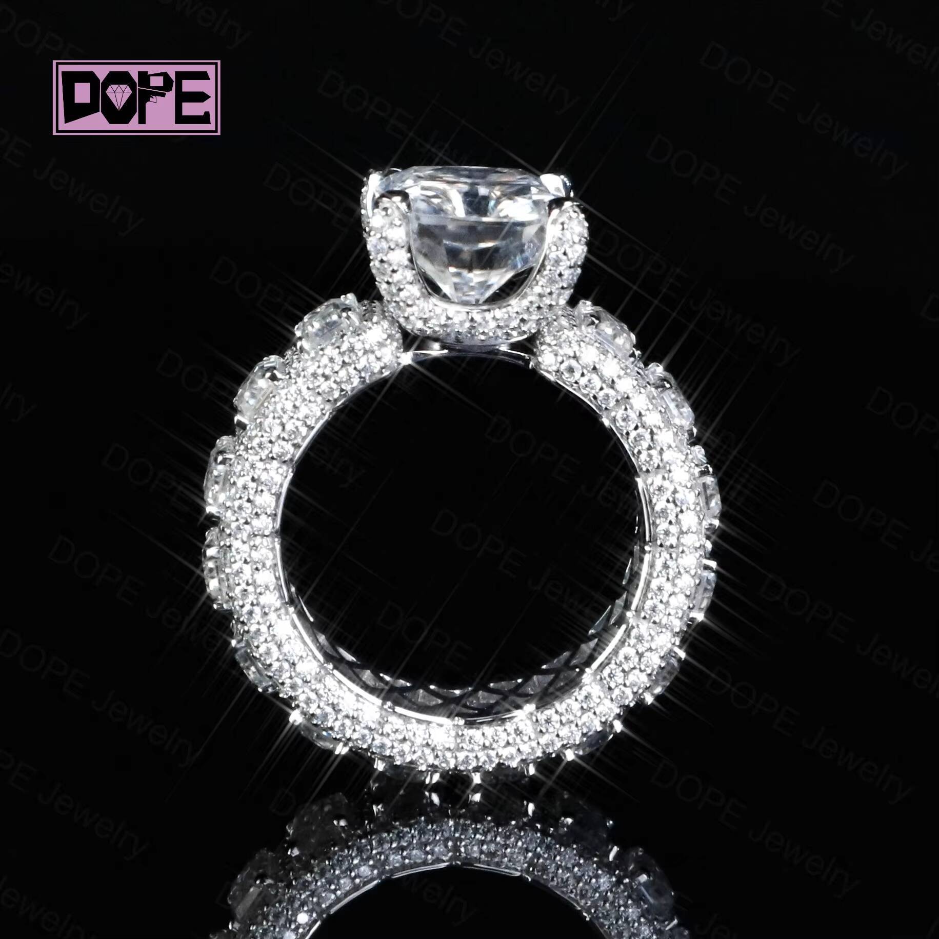 IGI Diamond Ring Emerald Cut 925 Silver 14k White Gold Plated Wedding Engagement Lab Grown Diamond Ring