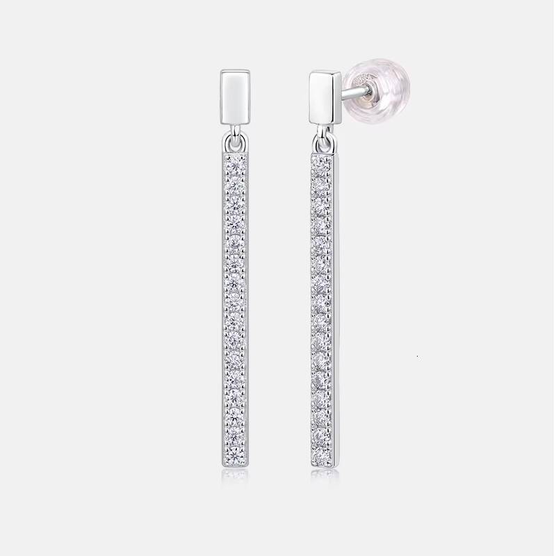 Fashion S925 Sterling Silver Ladies Fine Accessories Female Mutigems Earrings Moissanite Women Stick Earrings
