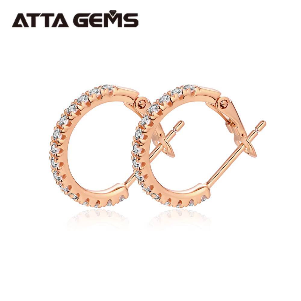 Atta 18k Gold Plated D Color VVS Round Cut Moissanite Hoops Earrings Fine Jewelry for Her With GRA Certificate