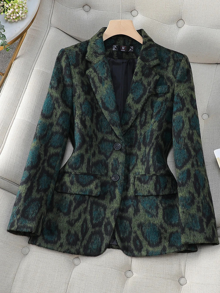 Fashion Coffee Green Casual Ladies Blazer Women Long Sleeve Single Button Slim Female Autumn Winter Jacket JJ1059 251027