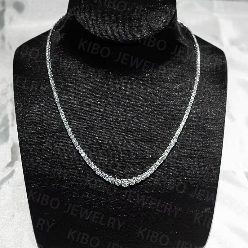 Fine Jewelry Graduated Moissanite Tennis Chain 925 Silver Tennis Chain Moissanite Necklace