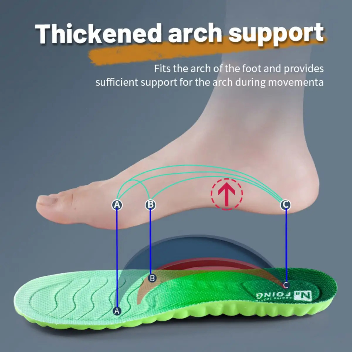 1Pair Sport Insoles PU High Stretch Shock Resistant Antibacterial Antiodorant Breathable Insoles Comfortable for Shoes Cushion251020