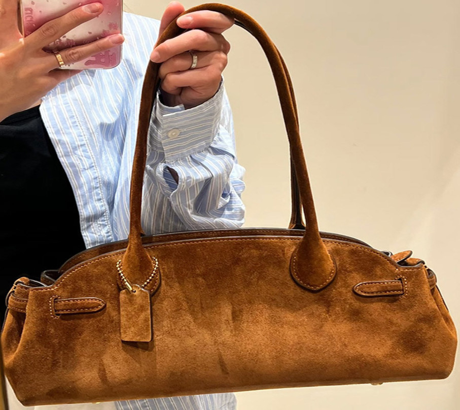 y Womens Bag Lazy Matte Suede Tote Boston Shoulder Large Capacity Longhandle Handbag Underarm Shopper 251014