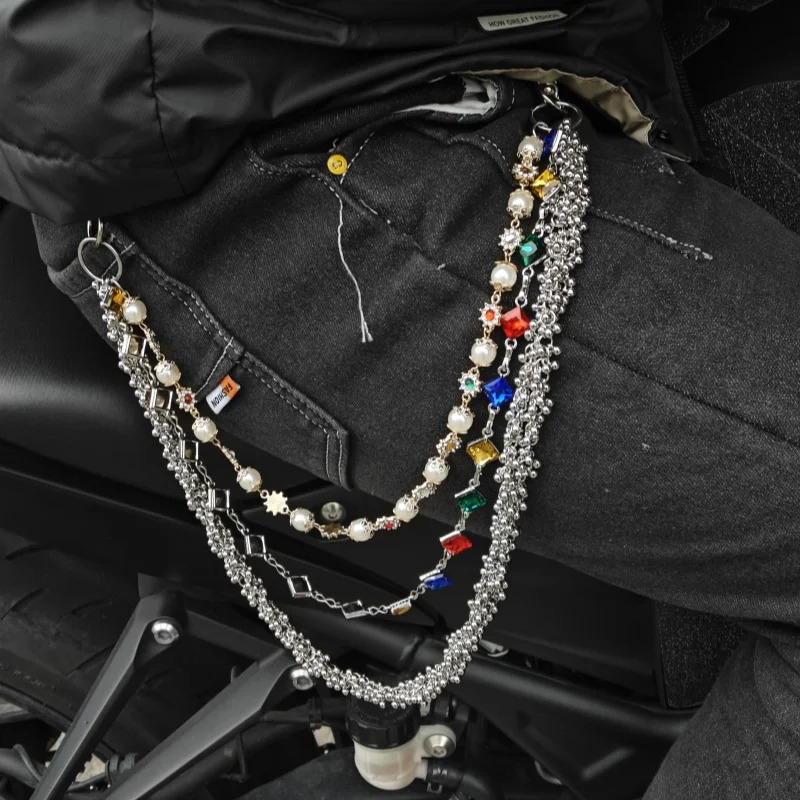Model Pearl Pants Chain Three Layers Locomotive Chain Fashionable Men And Women Hip Hop Accessories Retro Keychain 251024