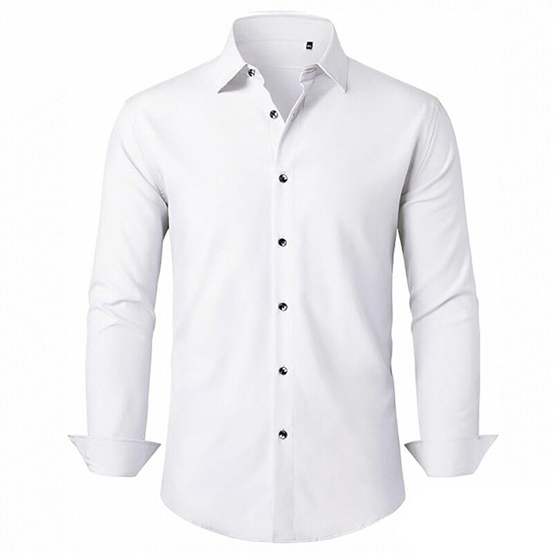 Business Gentleman Four-Way Stretch Shirt Men Formal Wear Non-Iron Wrinkle-Resistant Men's Long Sleeve Shirt Men's Style