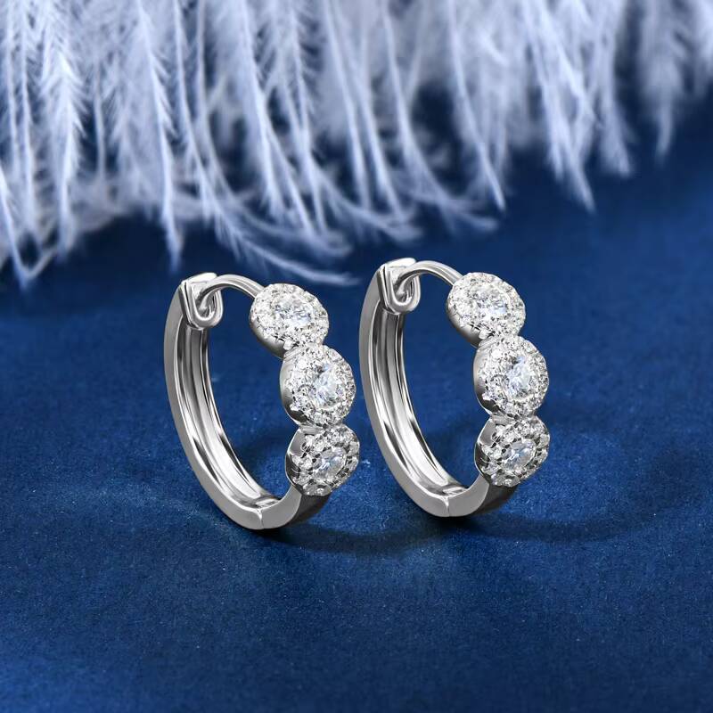 Most Popular Round 27mm Moissanite Earrings S925 Sterling Silver Delicate Classic Huggie Earrings for Women
