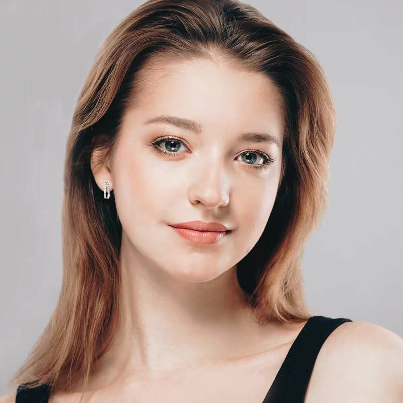 GRA Certificated 15mm 0015ct 40pcs Moissanite 925 Sterling Silver Hoop Double Row U Shape Hoop Earrings for Women