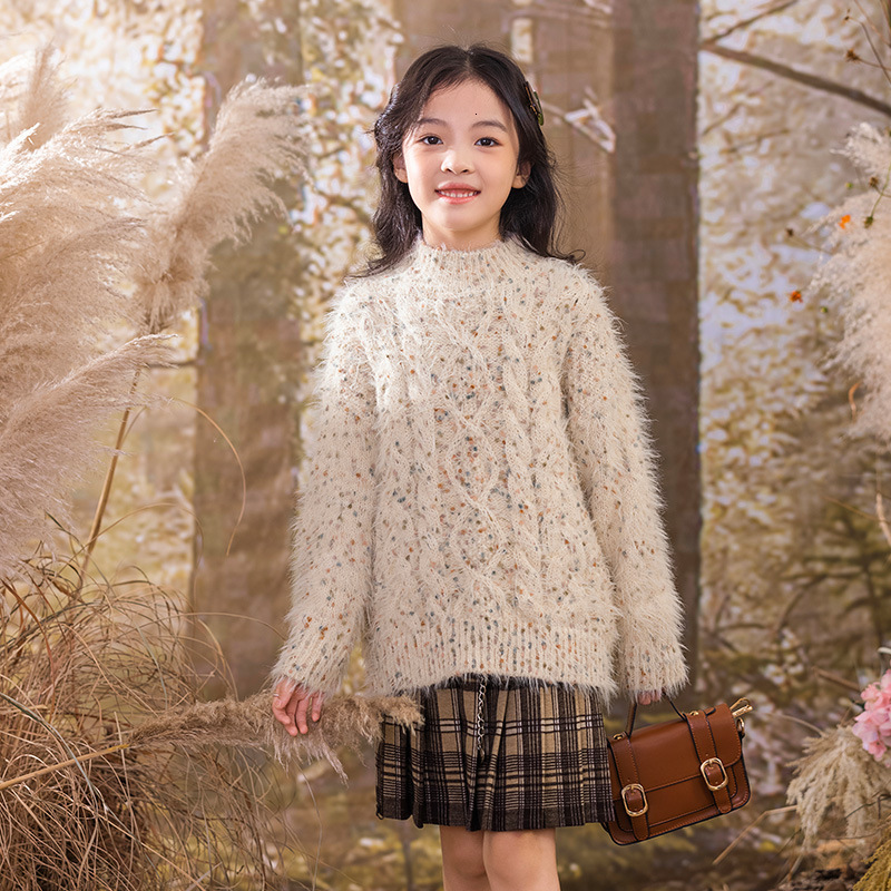 New designer sweater fashionable plus size children's winter mink velvet pullover sweater knitted bottom sweater