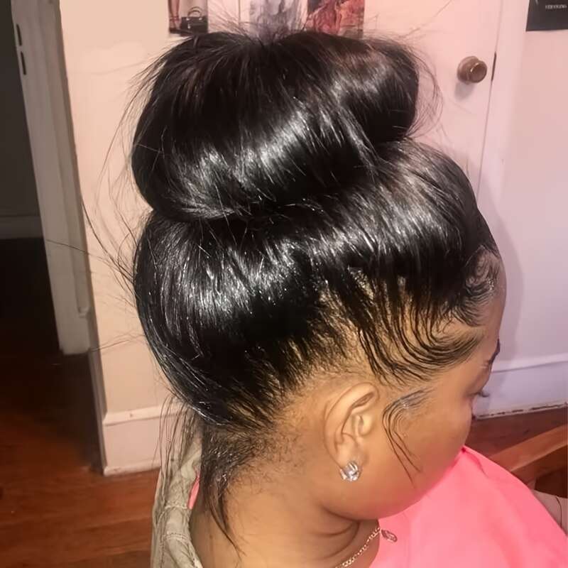 180% Density 360 Human Hair Full Straight Frontal Wig With HD Lace And Natural Color