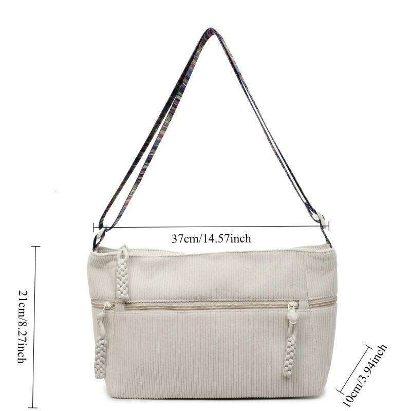 Trendy Wide Strap Corduroy Crossbody Women Fashion Tote Spacious Versatile And Large Capacity Travel Bags For Use