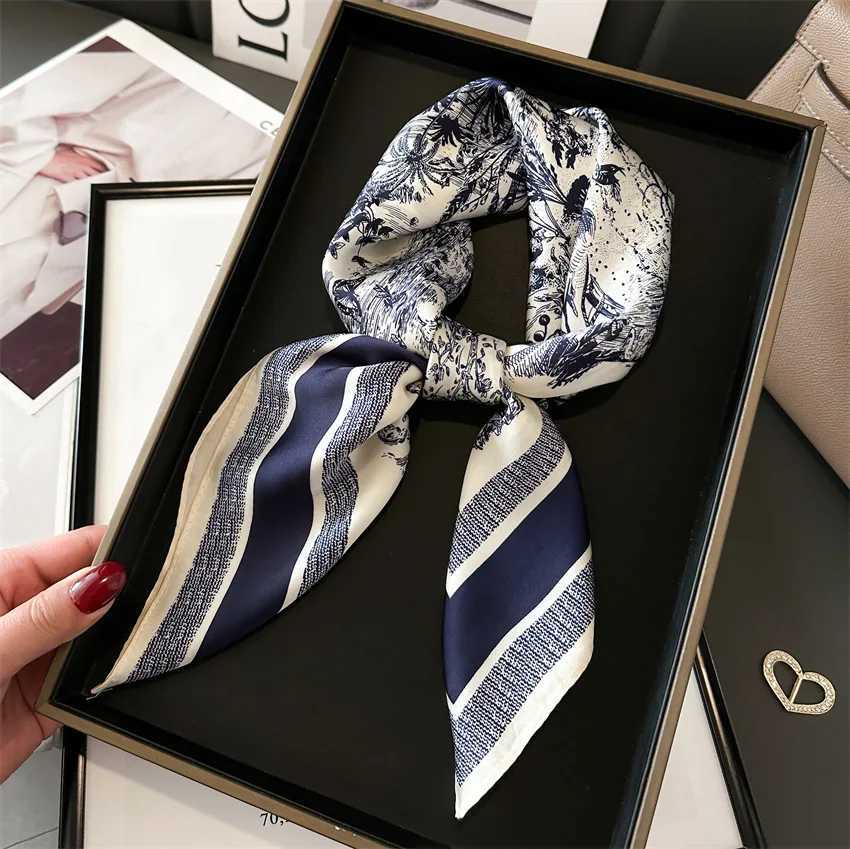 Luxury Brand Shawl Square Scarf for Wen Satin Hijab Fashion Wraps Neckerchi Fa Hair Bands Ribbon band BandanaW251027