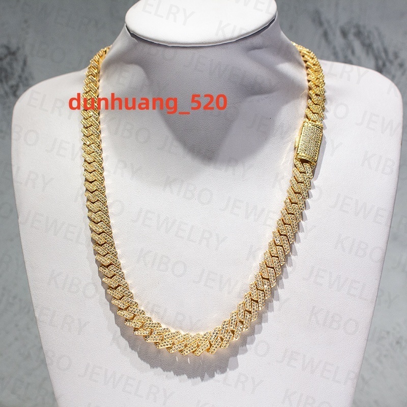 Hip Men Jewelry 12MM 925 Sterling Silver 10K 14K Iced Out VVS Moissanite Cuban Chain Necklace