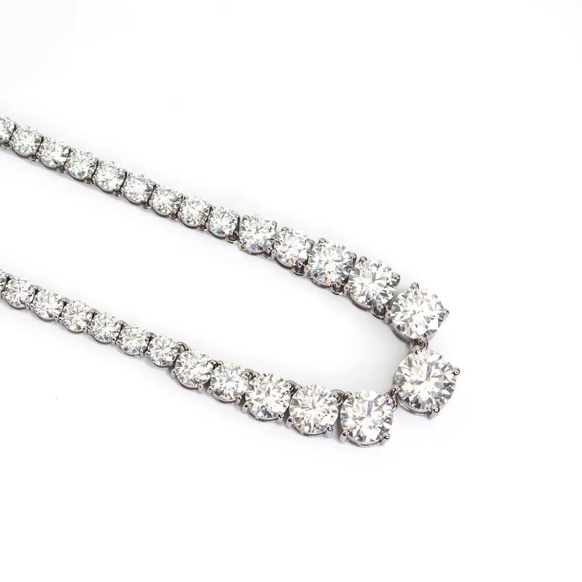 Fine Jewelry 10K White Gold Moissanite Diamond Tennis Necklace