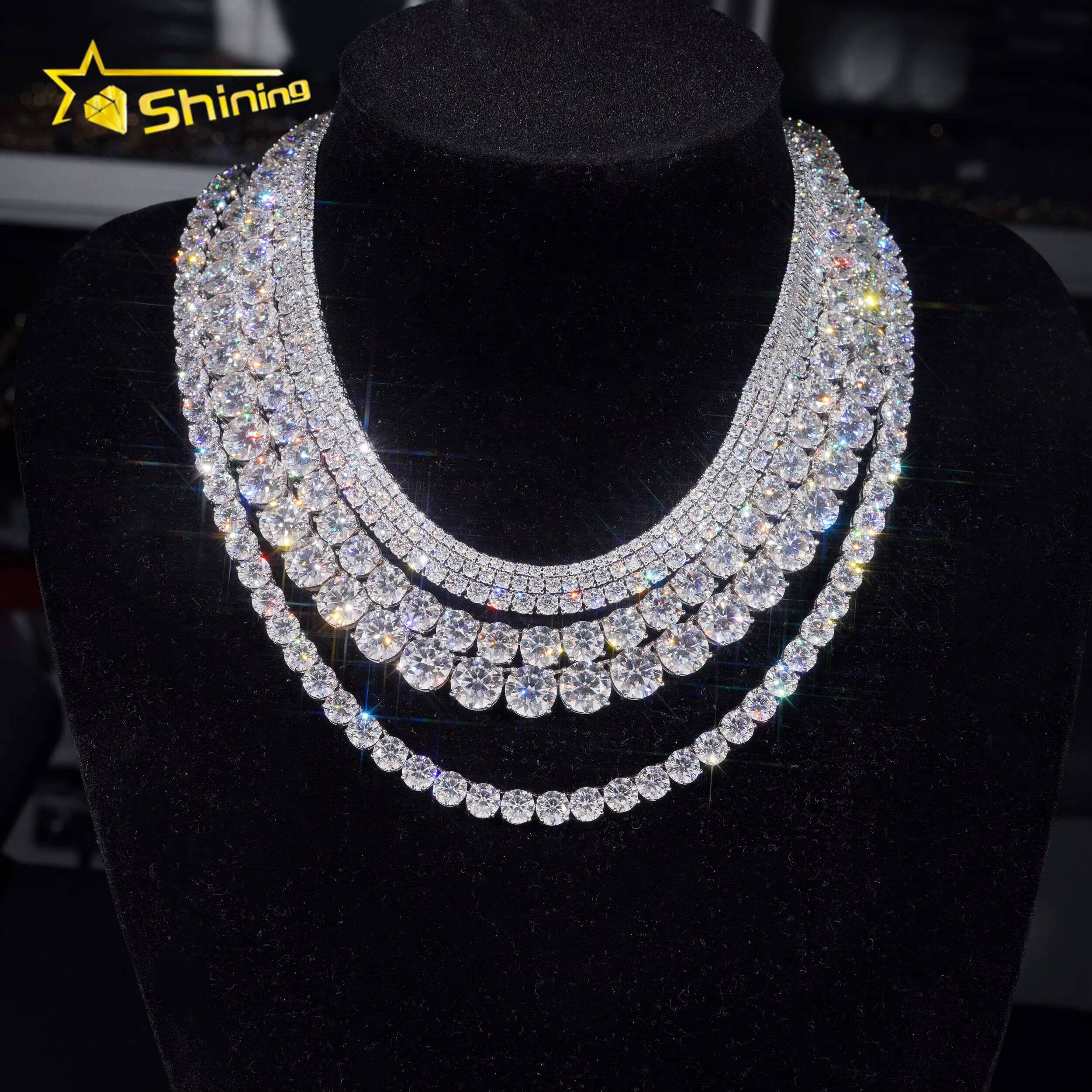 Hot Sale Classic Basket Prong Setting 925 Silver VVS Diamond Bracelet Necklace Moissanite Tennis Chain