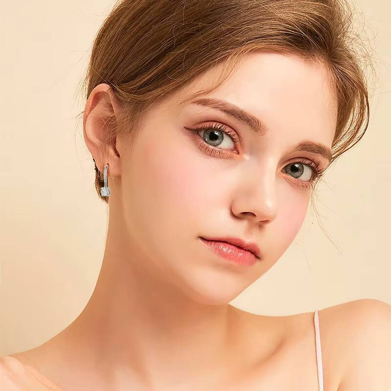 Wedding Engagement Party Jewelry Sparkling 925 Sterling Silver 65mm Moissanite Dangle Earrings for Women