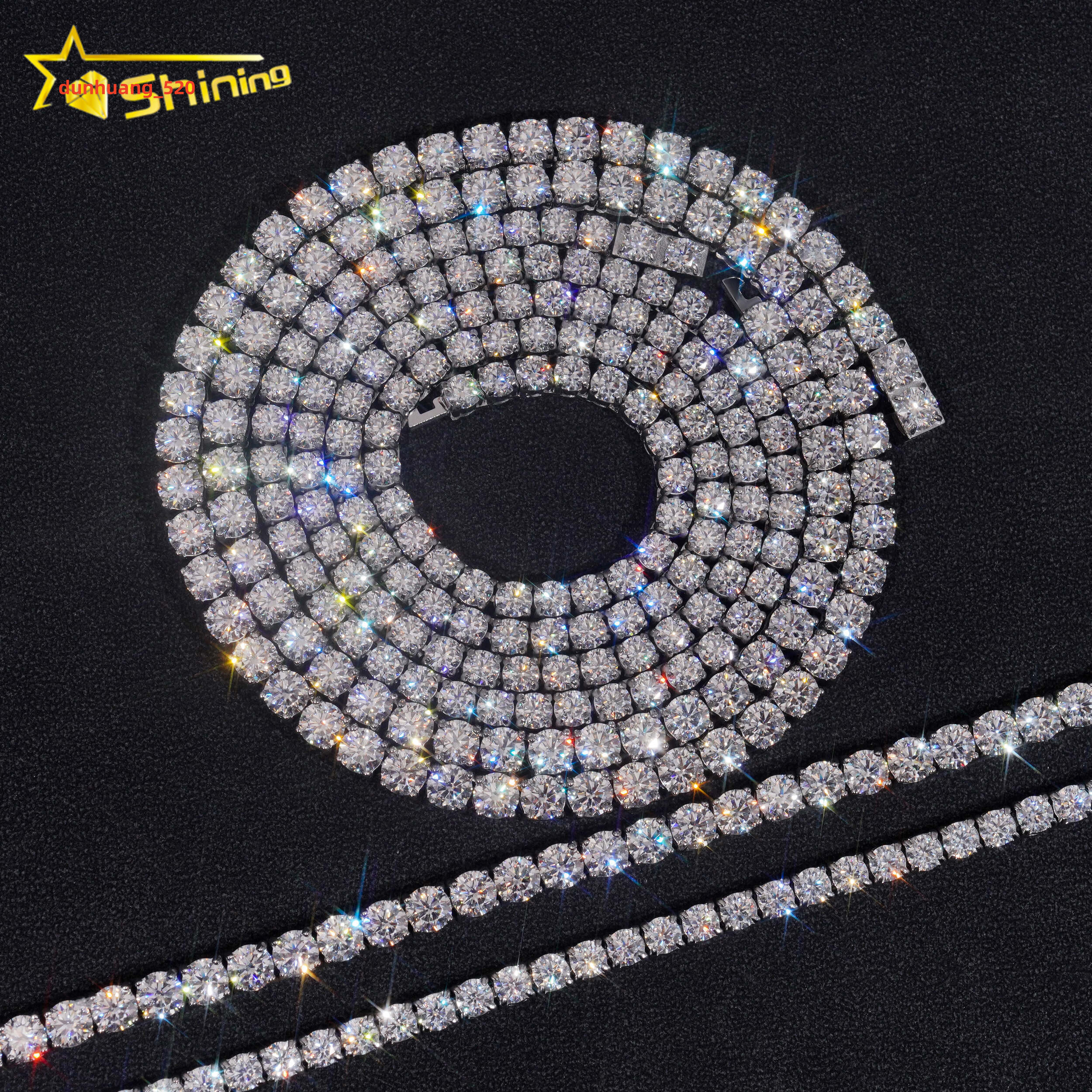 Hot Sale Ready to Ship Dropshipping VVS Moissanite Necklace Stainless Steel Tennis Chain Fine Jewelry Wholesale Price