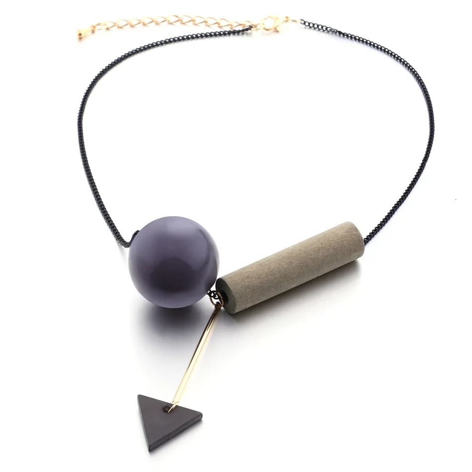 Vintage Geometric Wood Beads Pendants Necklaces for Women Simple Black Chain Necklace Fashion Jewelry for Gifts Party 251020