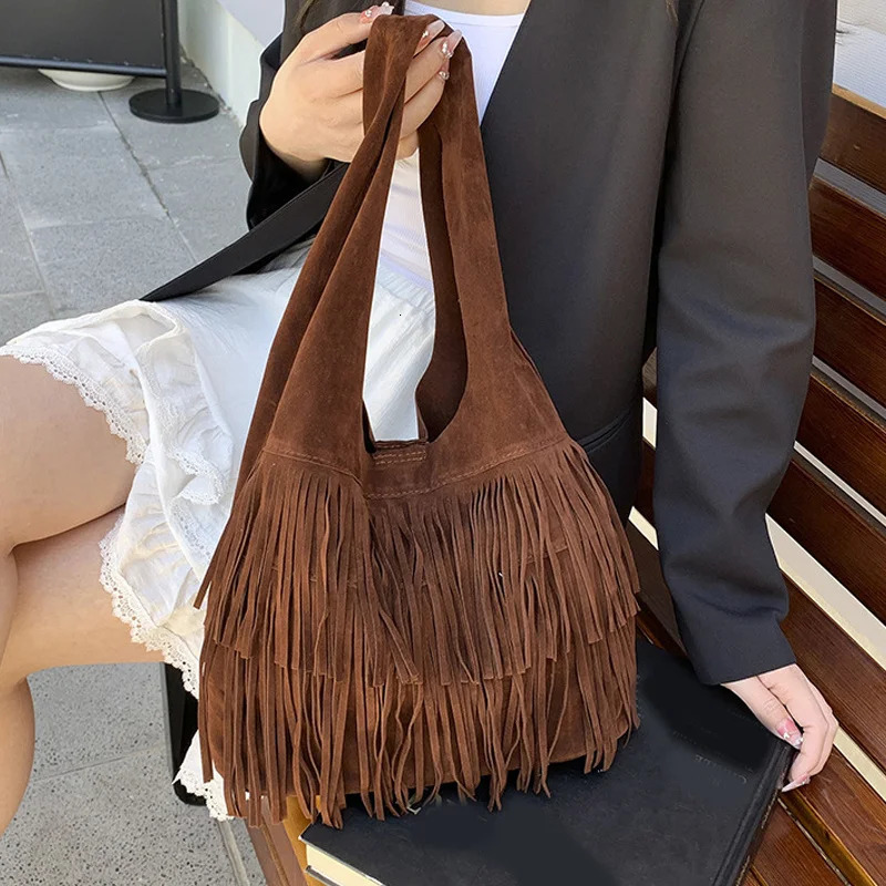 Suede Tassel High Quality Faux Shoulder Bags Fashion Large Capacity Sense of ity Womens Tote Bags Casual 251027
