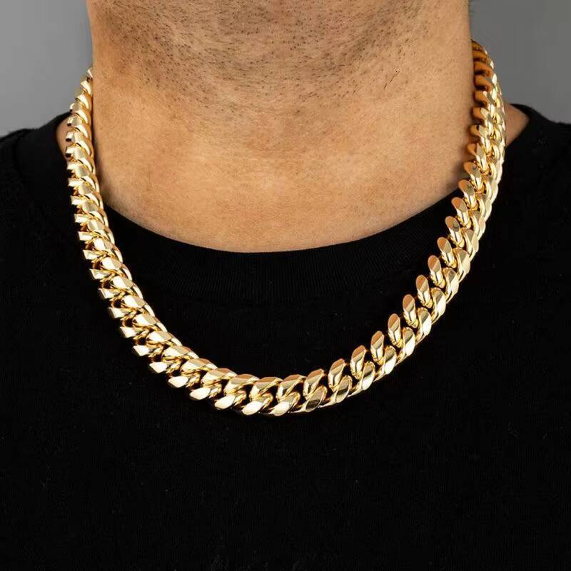 Hip Hop Jewelry Rapper Moissanite Gold Chain Real 14k Solid Gold Miami Cuban Link Chain