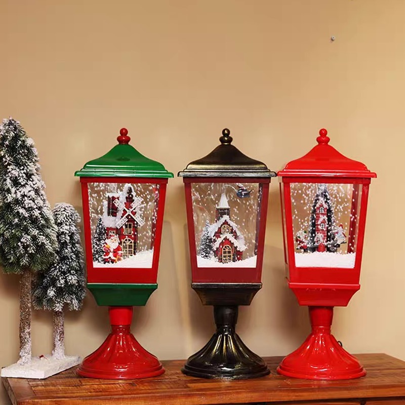 Christmas Holiday Table Light Electric Decorative Desk Lamps Musical Snowing Lighting Holiday Seasonal Chiming Lights Adorable Desktop Ornamental Illumination