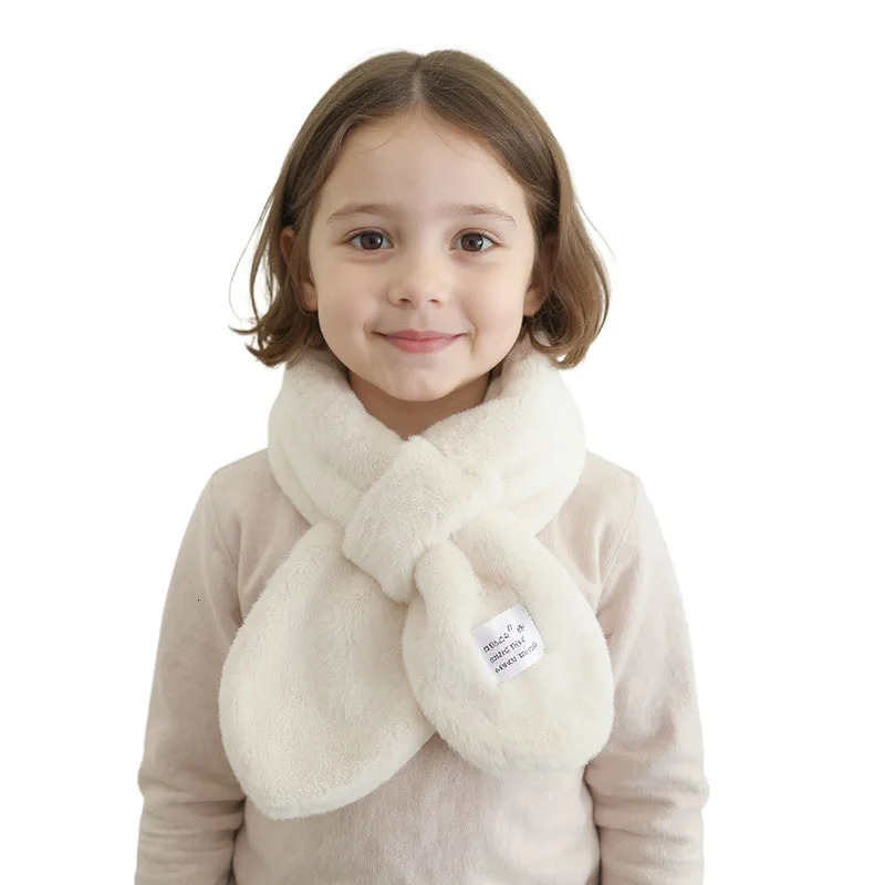 Winter Warm Plush Baby Scarf Solid Color Crossover neck Scarf Soft Furry Warm Neck Gaiter for Boys and Girls 251027