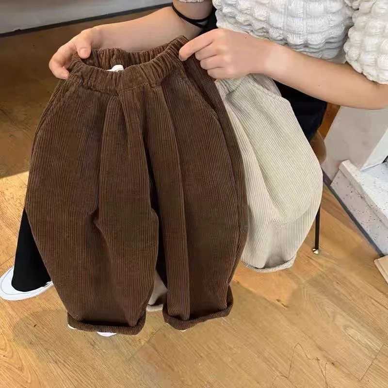 Korean Toddler Kids Boys Corduroy Pants Autumn Solid Color Infant Baby Boys Thick Harem Pants Elastic Waist 16Y Boys TrouserT251027