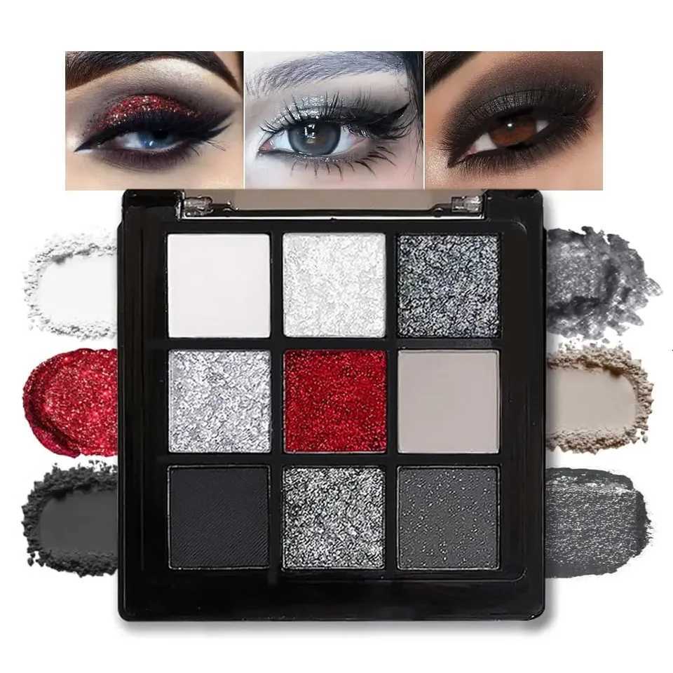 Black Red Punk Smoked 9 Colors Eyeshadow Palette Waterproof Glitter Pearl Cold Dark Color Makeup Lasting EyeshadowXJ251027