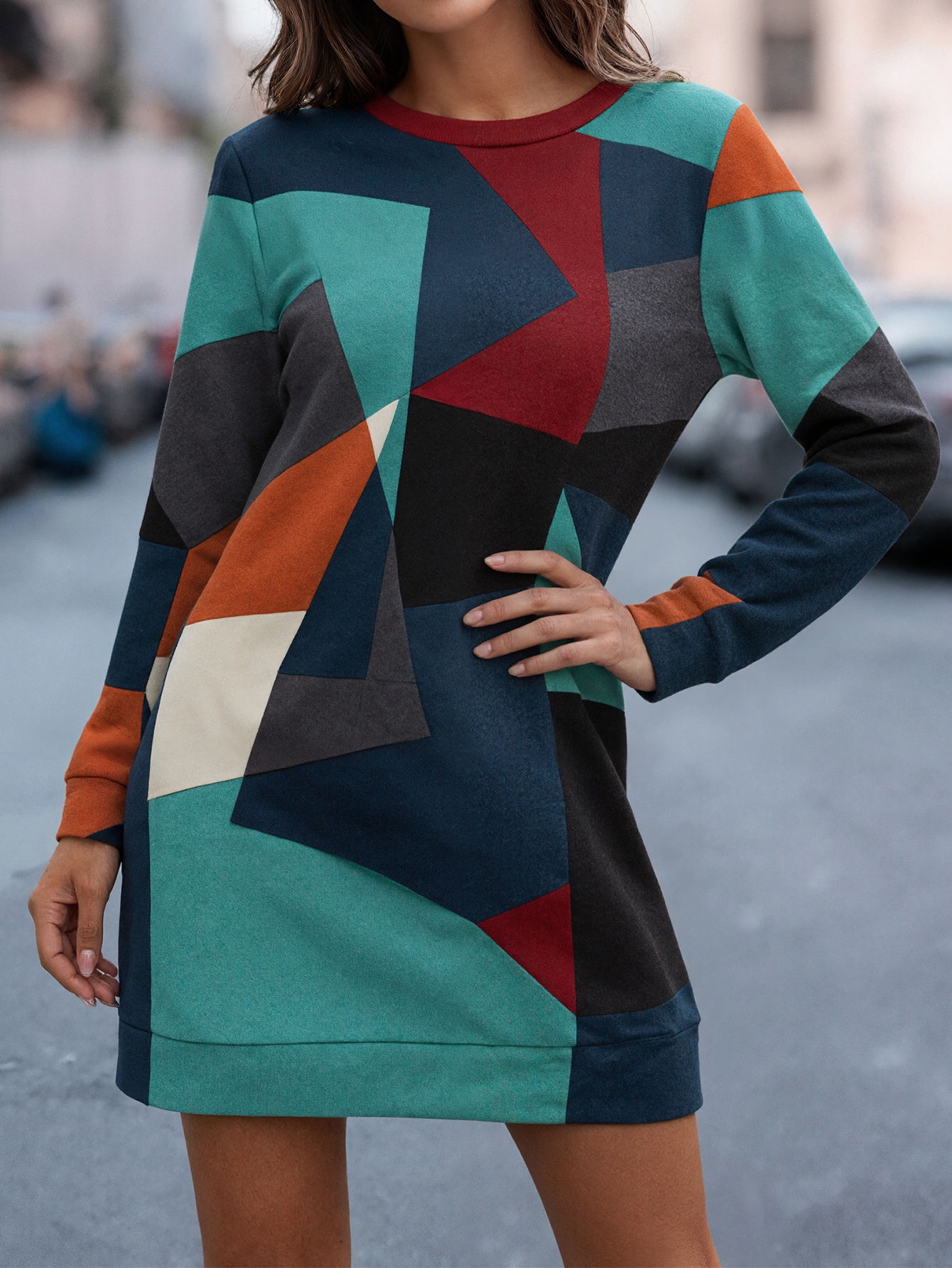 Stylish Patchworked V-neck Apparel by Seasonal Artist Collection Ideal For Corporate Occasions---CF55334