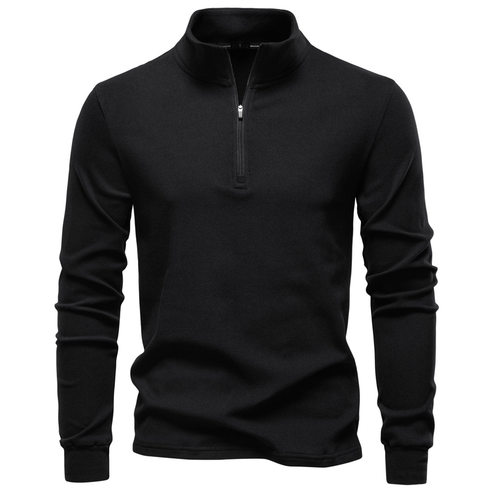 Fashion Autumn Winter Men's Stand Collar Half-Zip Sweatshirt 2025 New Velvet Warm Long Sleeve Base Layer Shirt European Size S-2XL