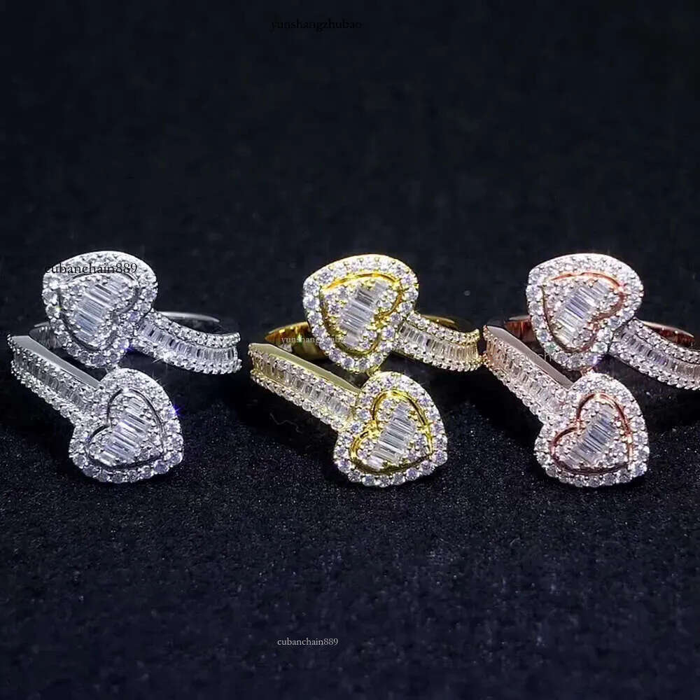 Size Moissanite Heart Rings for Women Sier Wedding Ring Finger Jewelry Men Pass Tester Free Shipping