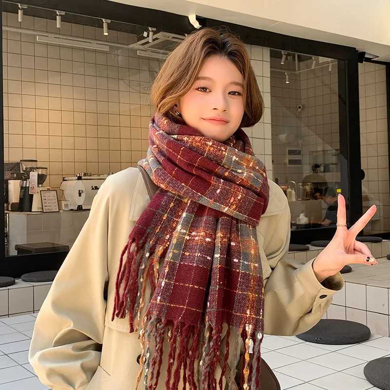 New Imitation Cashmere Scarf wens Winter highend Feeling Warm Shawl Cute Versati Plaid Scarf Shawls Wen Luxury 4w966W251027