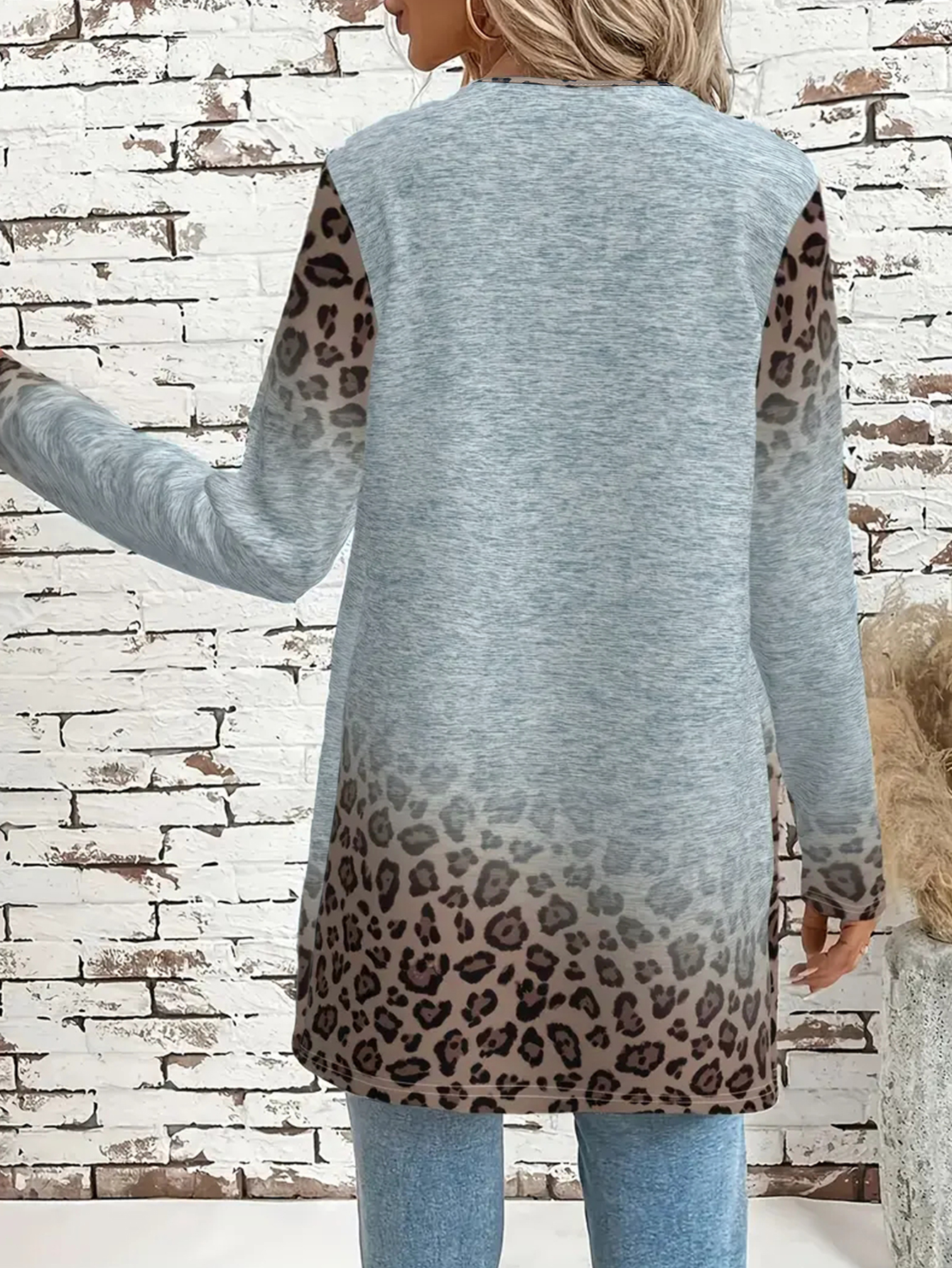 Elegant Cowgirl Inspired Leopard Patterned Pullover for Ladies Easy Wear & Remove Design, Soft Fabric---CF55150