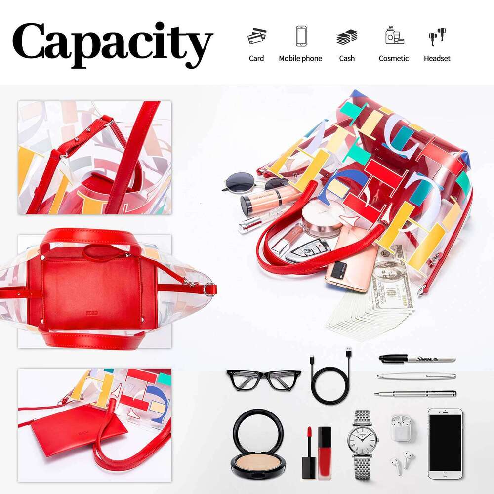 Large Capacity Commuter Business Office Shoulder Bag Classic Transparent Color New 2024 Women's Handbag