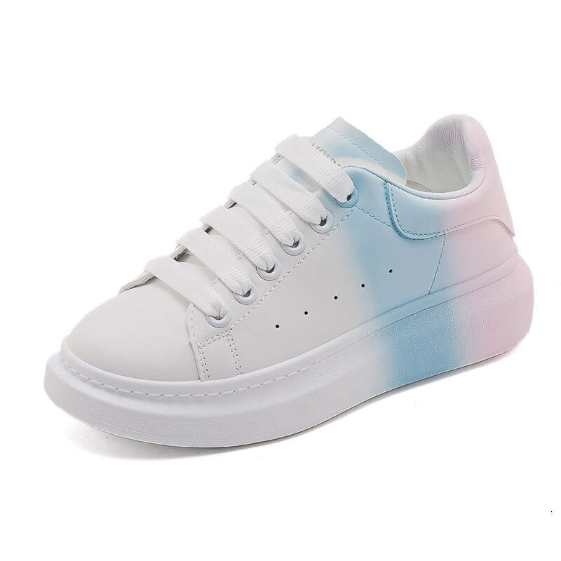 Colorful Student Thick-Soled White Sneakers AutumnThick - soled New Versatile Korean Style Casual Sports Shoes Gradient Internet Celebrity Leather