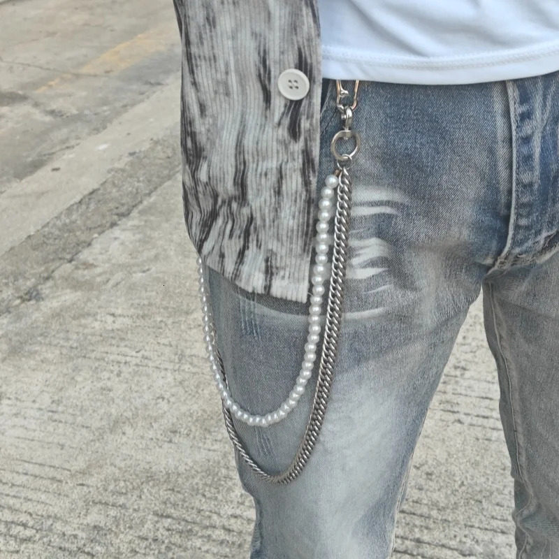 Model Stainless Steel Pearl Pants Chain Punk Hip Hop Fashionable Men And Women Jeans Pendant Accessories 251024