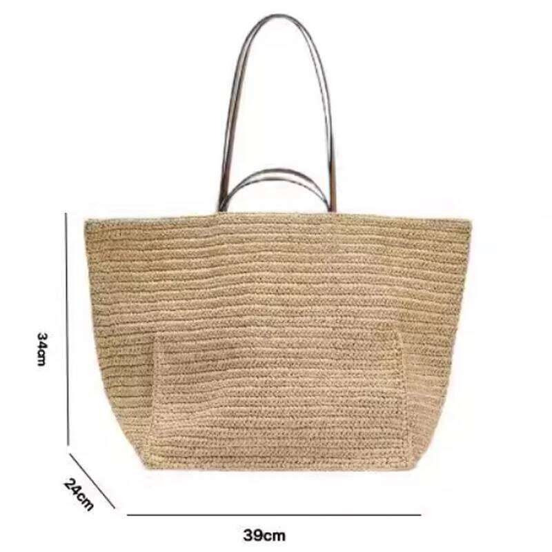 Large Capacity Straw Tote Designer Women Handbags Handmade Woven Summer Beach Bag Big Shopper Purses