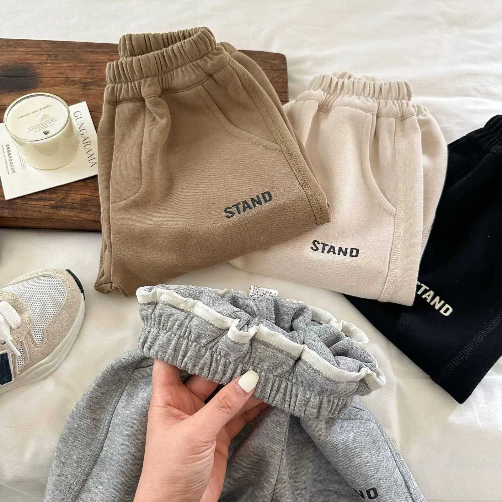 Children Clothes Kids Casual Loose Pants 2025 Spring Autumn New Boys and Girls Printed Letter Sweatpants Baby Solid Color PantsT251027