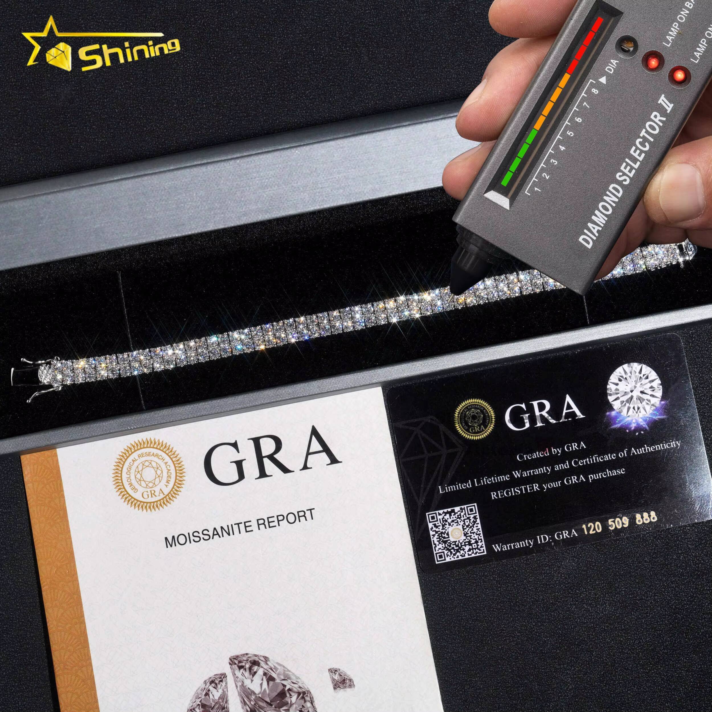 New Design Two Rows Diamond 14k Gold Plated Bracelet Sterling Silver 925 Vvs Moissanite Hip Hop Jewelry Lab Diamond Tennis Chain