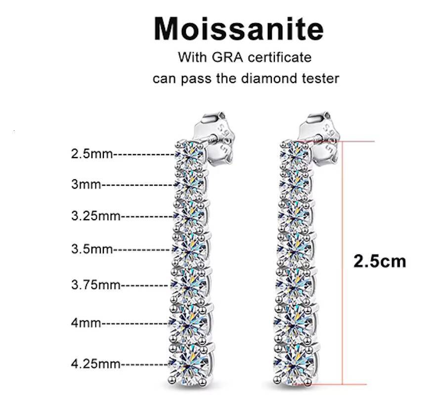 Fine Jewellery Elegant Sublimation 925 Silver Fashion Jewelry Long Tassel Moissanite Diamond Drop Earrings for Women