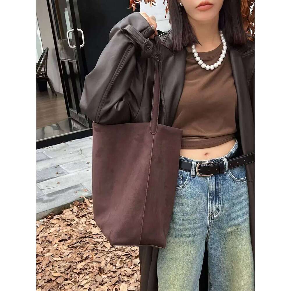 Designer Luxury Winter Comfort And Warmth Color Simple Tote All Match Matte Thick Suede Leather Women Handbag Armpit Shoulder Bag