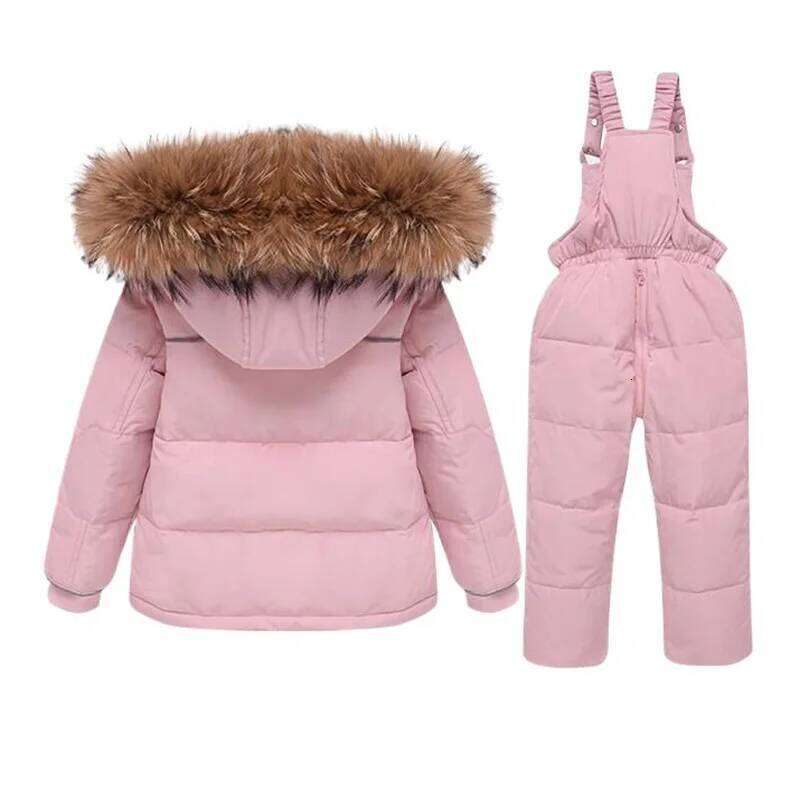 Winter Baby Down Thick Warm Children Overalls Hooded Girl Jacket Coat Jumpsuit Suit 1-5 Years Kid Snowsuit