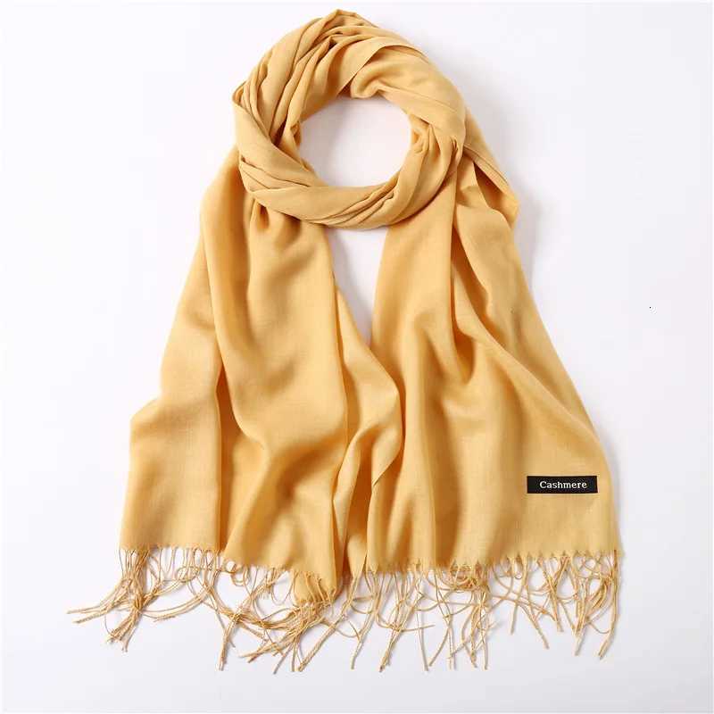 Fashion Solid Scarf Wen Cashmere Soft Winter Warm Scarves Hijab Fa Long band Shawl Wraps Bandana Foard 2022 EcharpeW251027