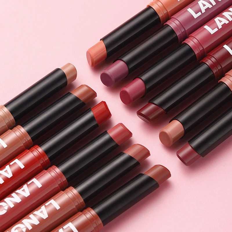 2 Color Matte Lipstick Pencil Waterproof Long Lasting NonStick Cup Lip Stain Tint Cosmetic Nude Lipstick Pen Makeup Cosmetics W251027