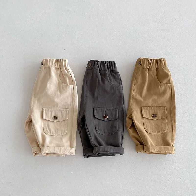 kids Casual Pants 05T Children Girls Cute Solid Color Loose Trousers Boys Thin Style Cargo PantsT251027