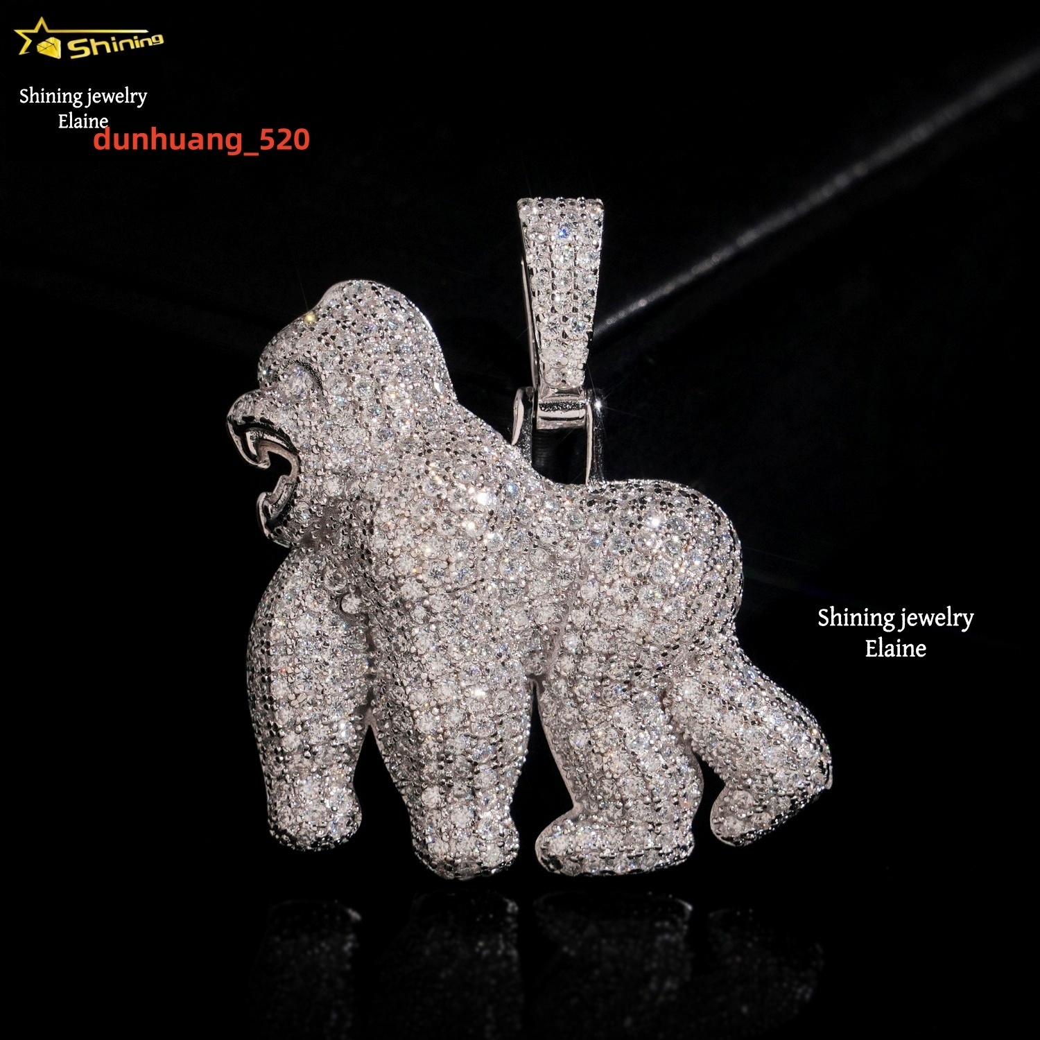 Sterling Silver 925 Iced Out Hip Hop Jewelry Rapper Custom Moissanite Diamond Pendant VVS Moissanite Diamond Pendant