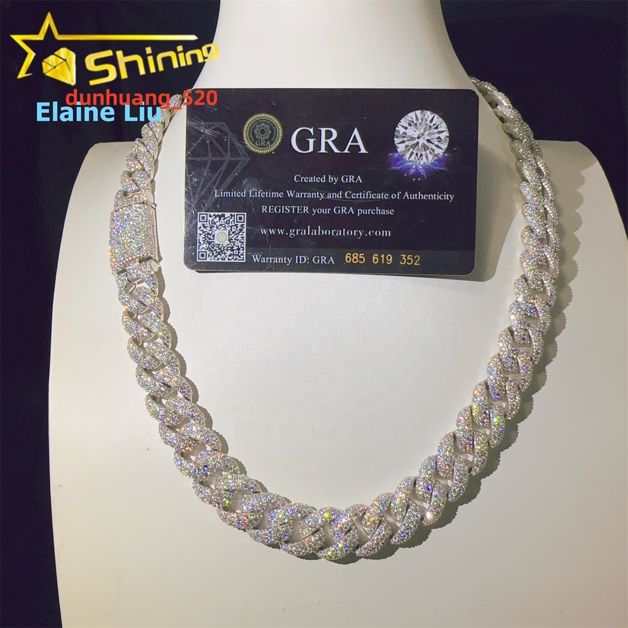 Hip Hop Custom Diamond 14MM 925 Sterling Silver Iced Out Fine Jewelry High Quality Moissanite Cuban Link Chain Necklace