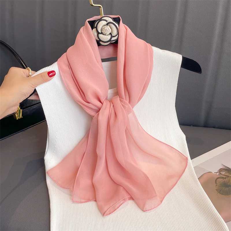 2023 New Fashion Summer Wen Soild Color Beach Scarf Silk Shawls band Fa band Wraps Sunscreen Hijab WhosaW251027