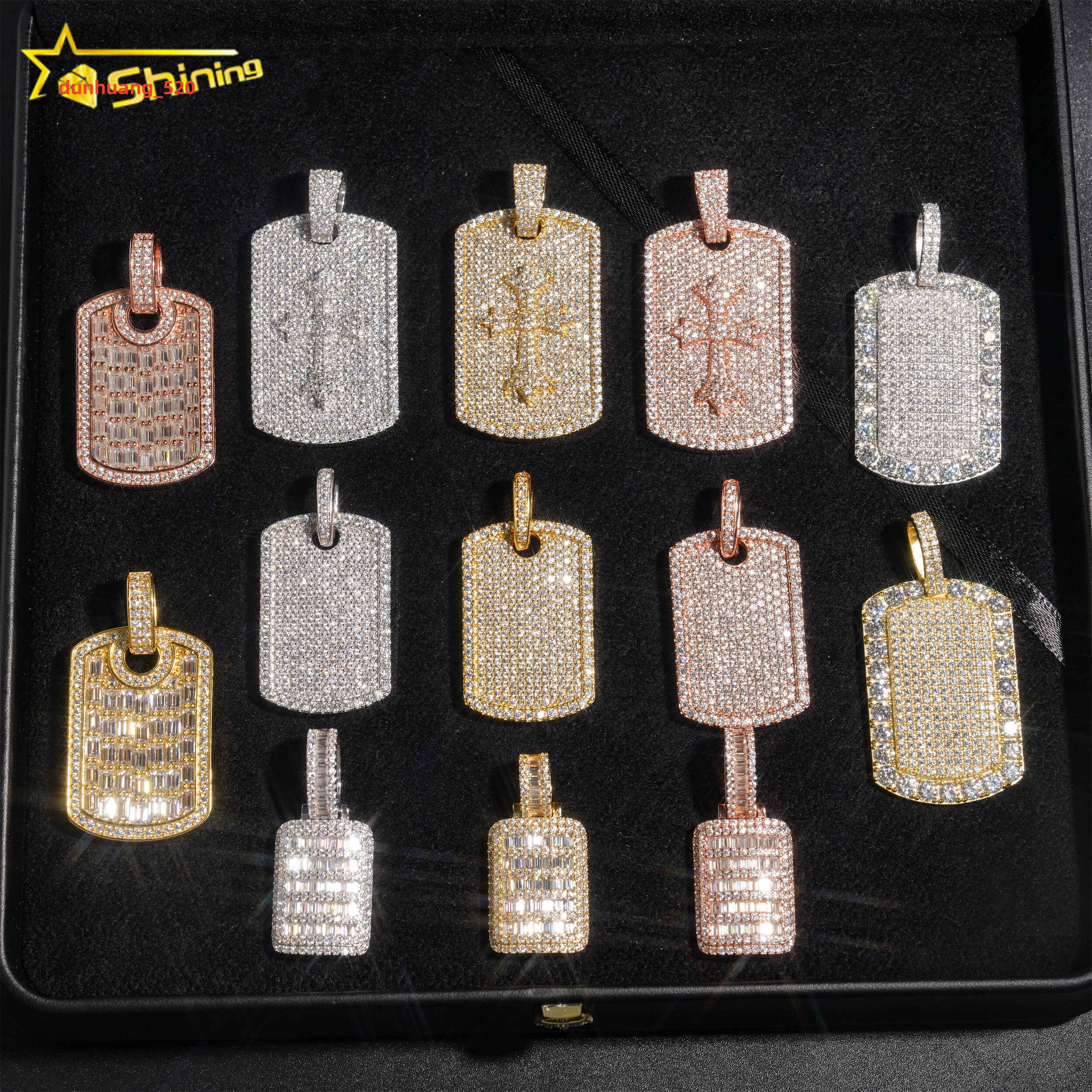 Iced Out Fine Jewelry 925 Sterling Silver Custom Hip Hop Luxury Gold Plated Vvs Moissanite Pendant